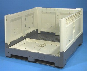 Container plastik besar - jual box plastik,  Folding Solid,  4-way,  2 Skids,  ISO 1200x1000 