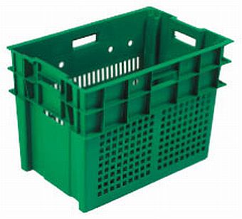 plastic crates, best plastic indonesia, PP, Stack and nest, Food, Reusable/RPC, Vented, C2GP1027-13V
